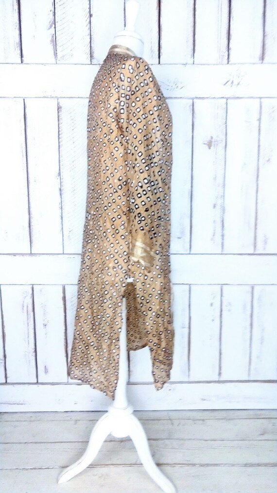 Vintage gold spotted silk kimono cardigan/long si… - image 3