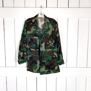 Army green camo camouflage marines military field jacket small long