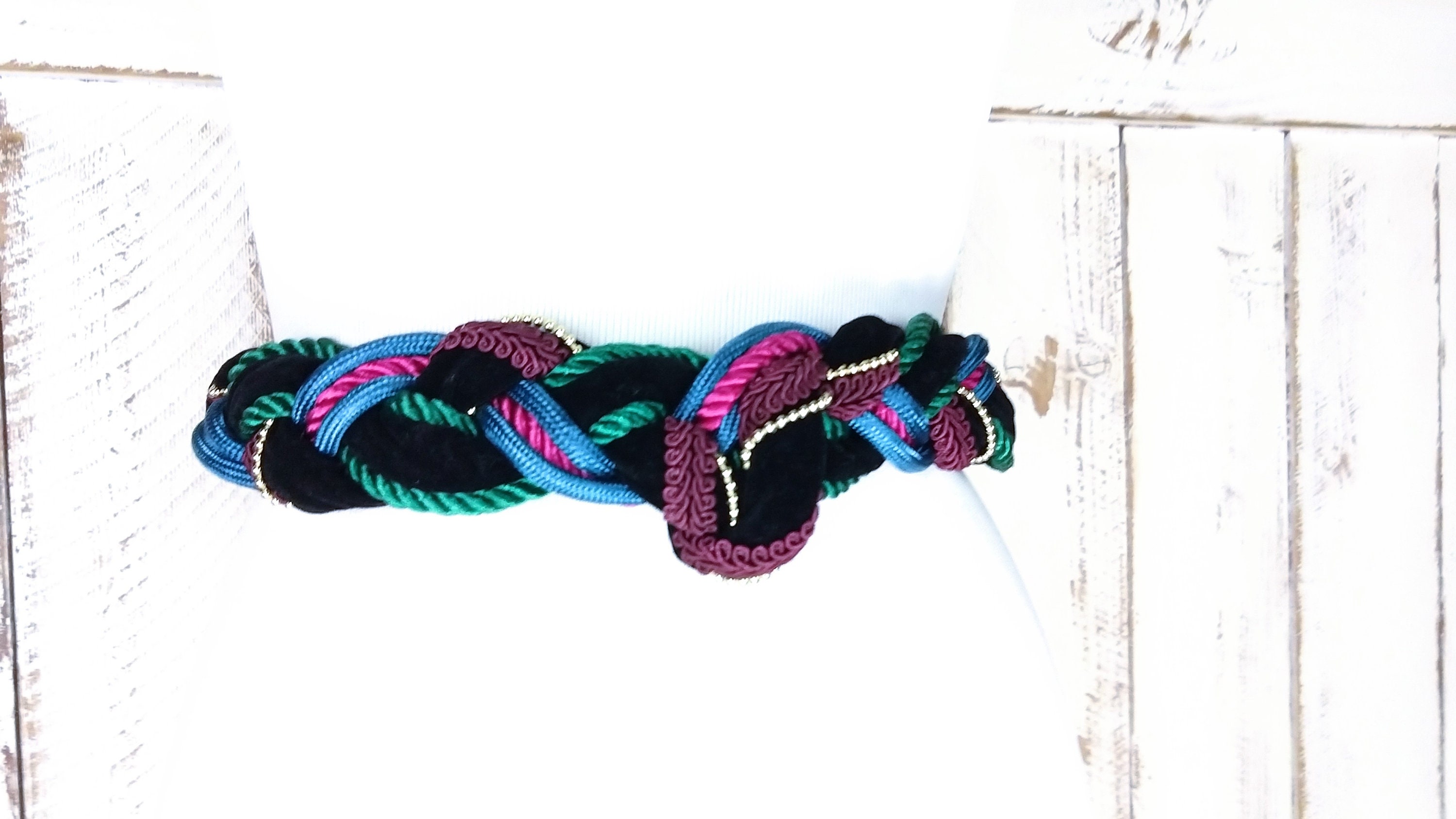 80s vintage black braided rope chord beaded stretch belt/ woven chord beaded Rope Stretch Belts for Women for sale | eBay main image 3