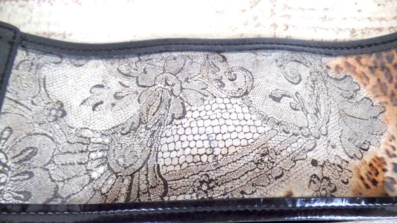90s vintage wide animal print leather plastic see through belt/black/brown 90s Vintage Wide Animal Print Leather Plastic See Through  main image 3