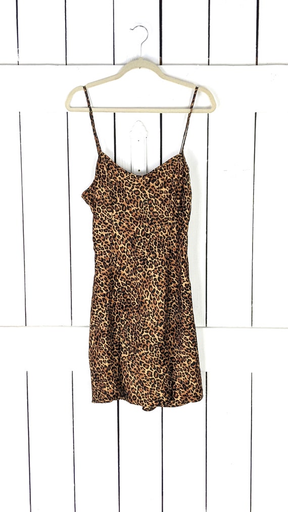 90s vintage animal print silky leopard lingerie t… - image 1