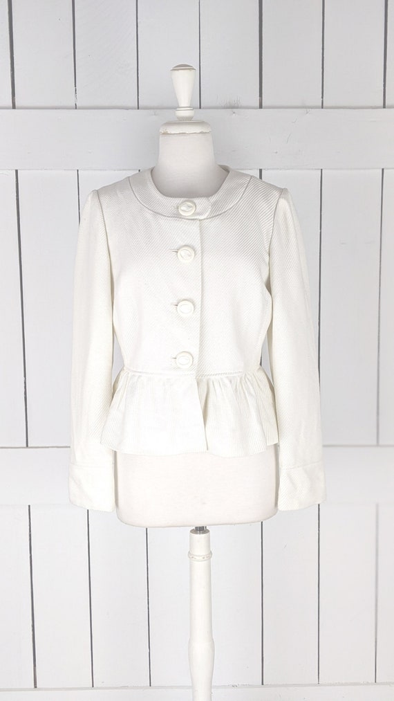 ECI New York Ivory Ruffle Short Cropped Blazer Jacket 10 Etsy Canada