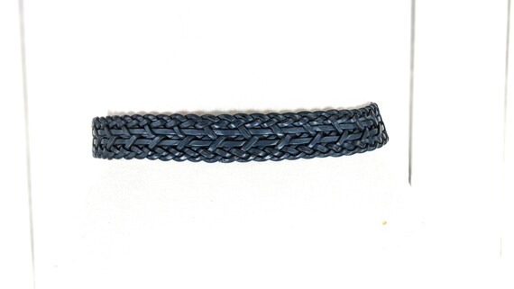 Vintage blue braided woven leather belt/boho/hipp… - image 4