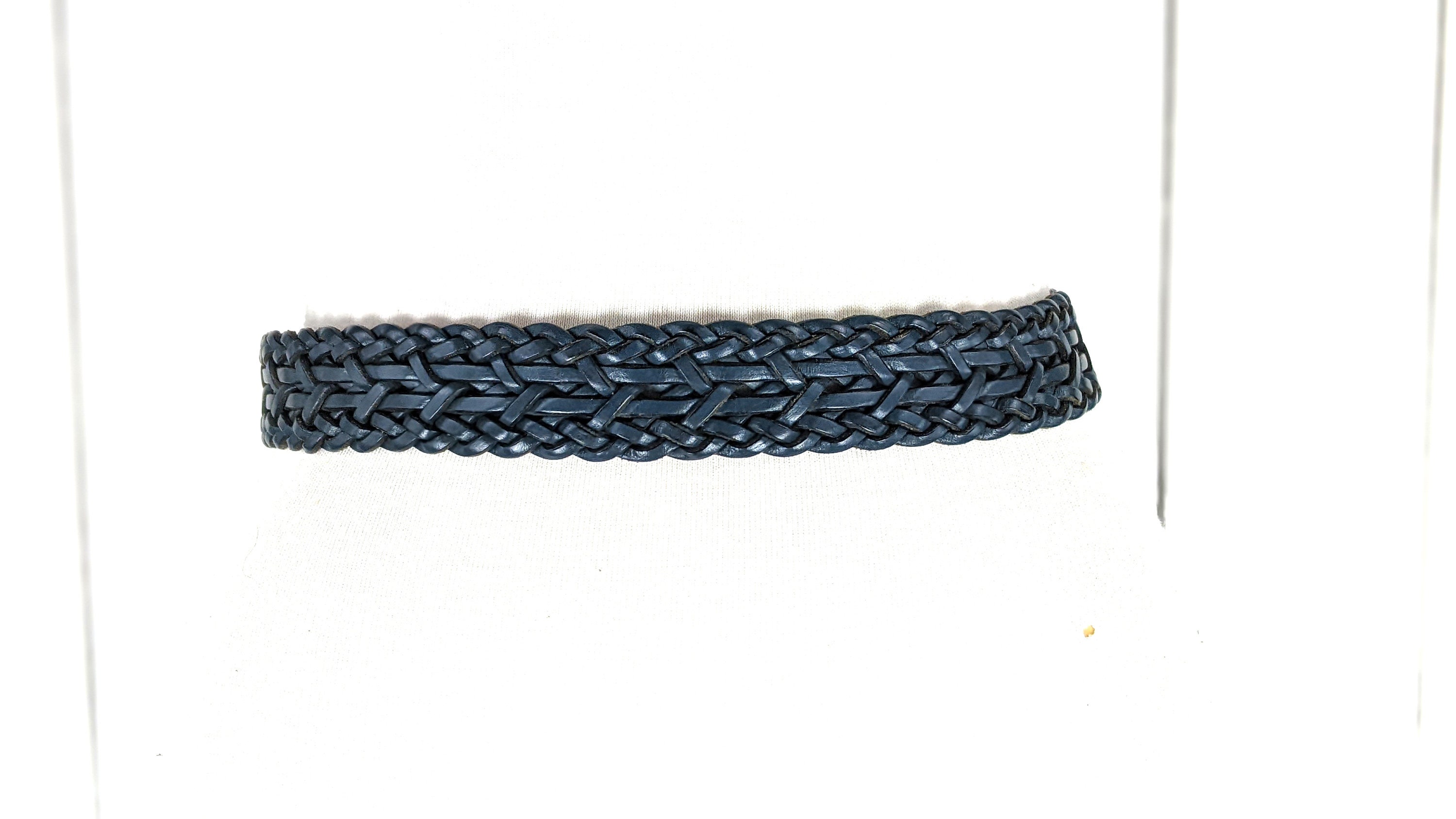 Vintage Blue Braided Woven Leather Belt/boho/hippie Leather  display picture 3