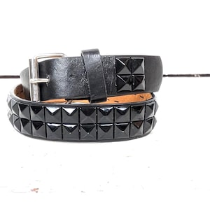 Black leather studded belt