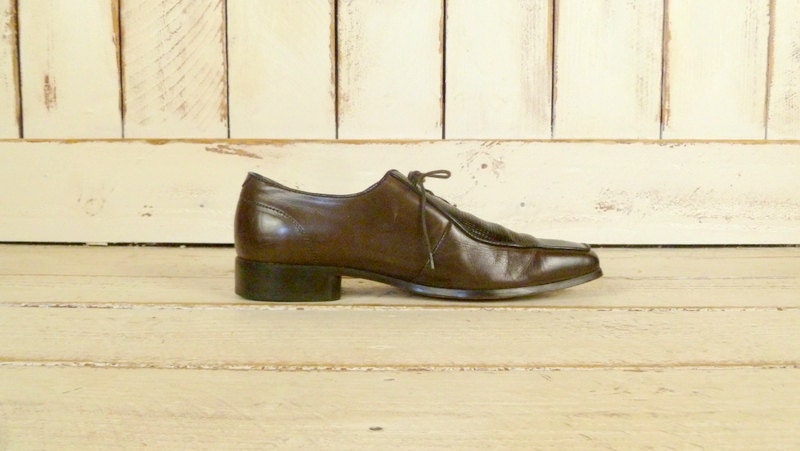 Mens Bark Brown Leather Crocodile Embossed Stacy Adams  display picture 1
