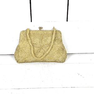 Vintage gold beaded small evening purse