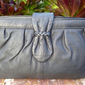 Vintage black leather clutch purse bag