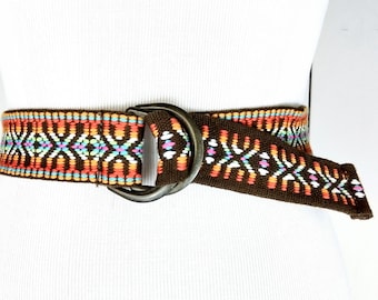 Vintage 90s woven embroidered IKAT cloth sash belt