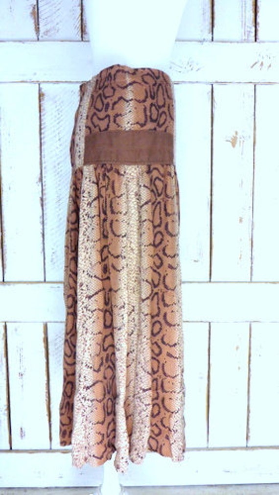 Vintage Dina brown snake/animal print maxi skirt/… - image 4