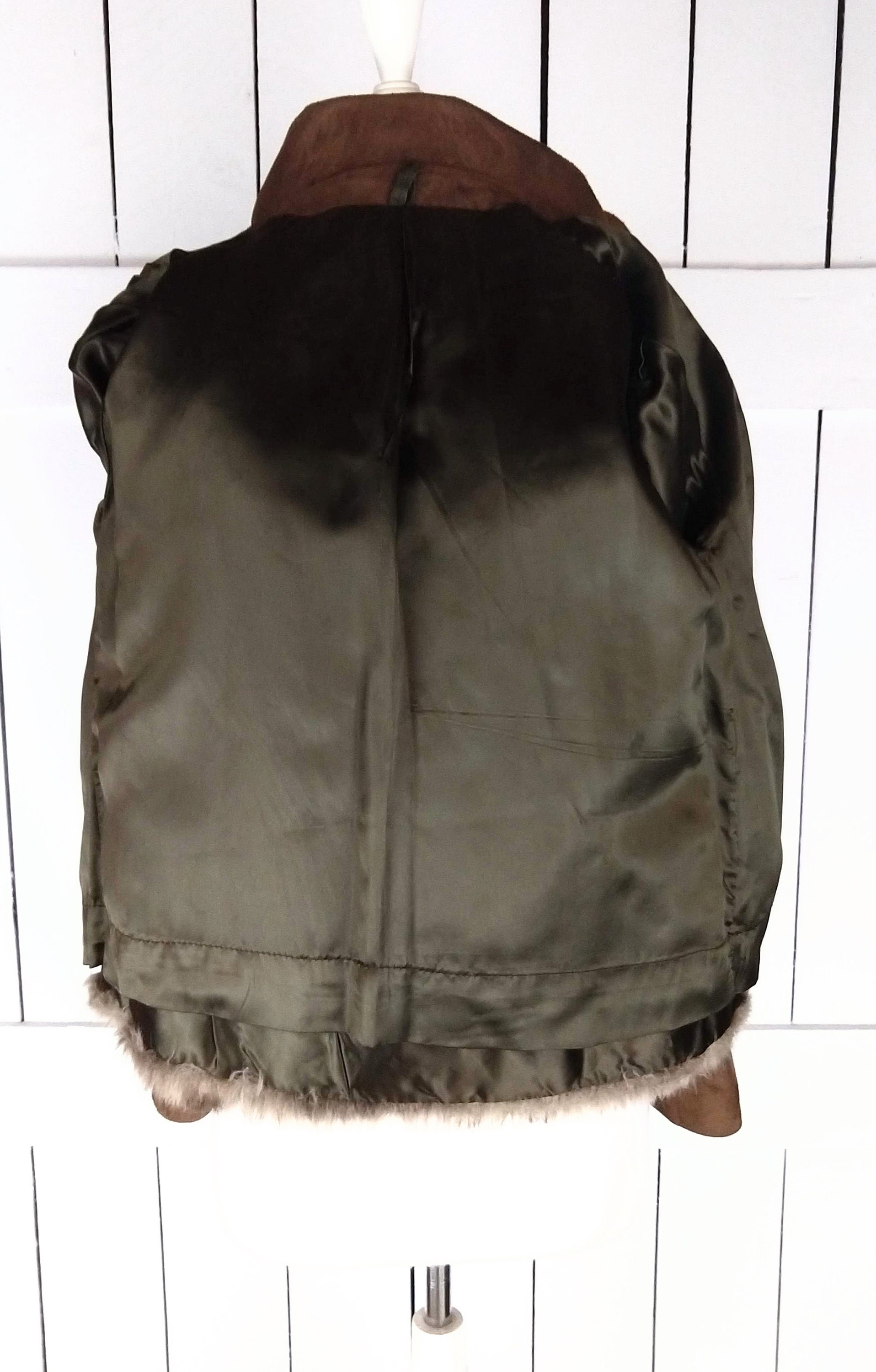 【SATIIIZ】Keria Vintage Fur Leather Jumper Vintage Because Its by Gino Rossi Brown Suede Leather Faux
