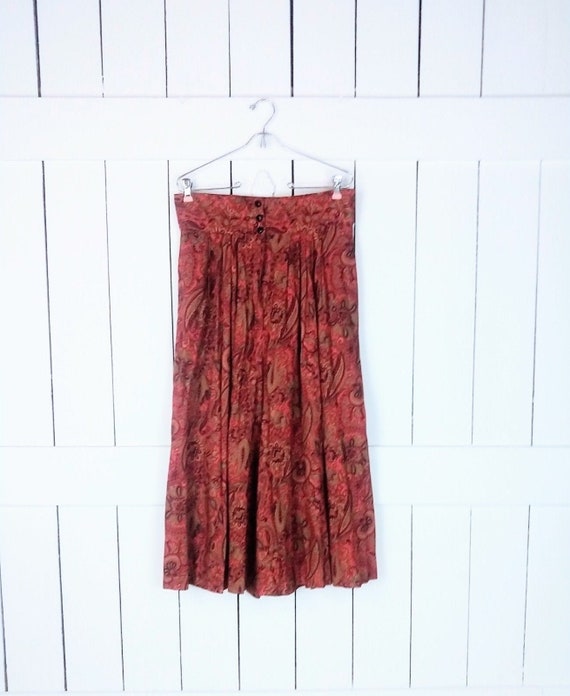 Vintage burnt orange rust paisley floral culottes