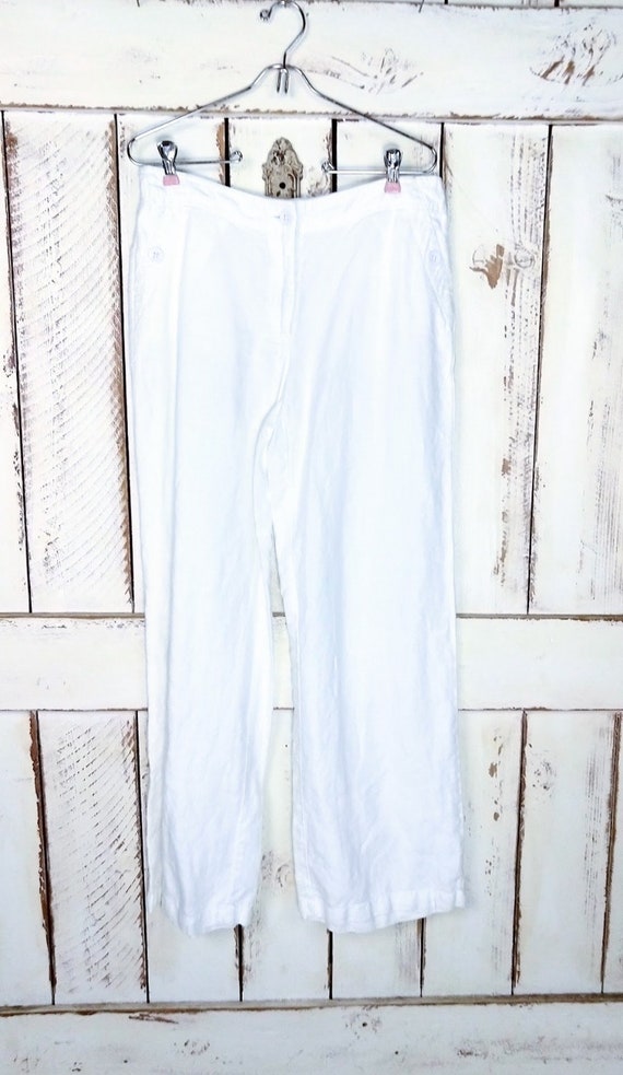 90s vintage Chicos white cotton pants/wide leg pa… - image 2