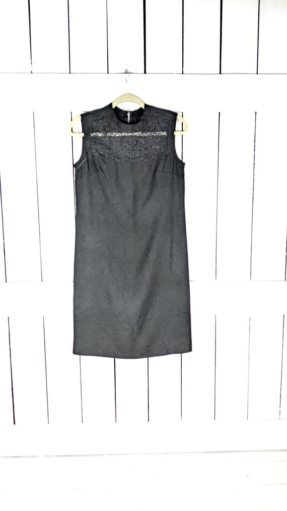 Vintage 60s black fitted sleeveless column midi ev