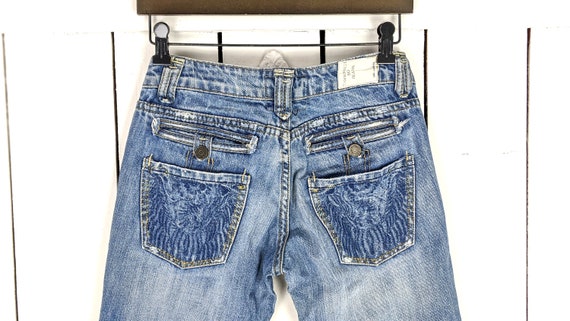 Faded Blue Monogram Patch Jeans - Ready to Wear