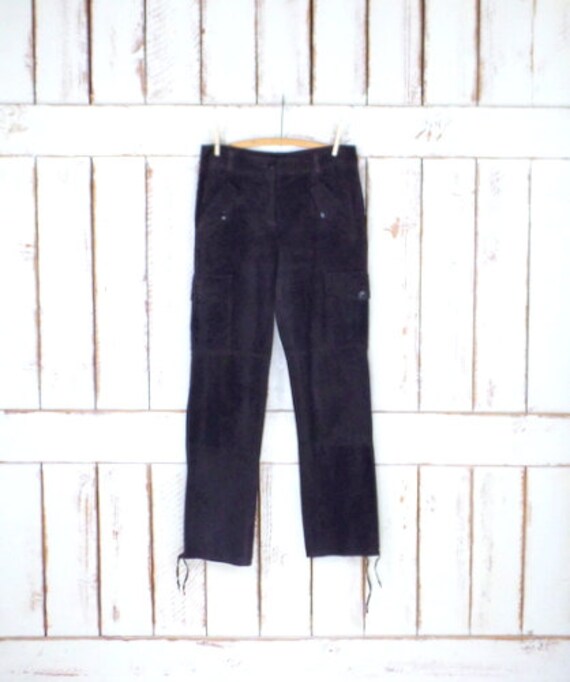 Vintage Dark Brown Suede Leather Cargo Style Pants/90s Suede - Etsy