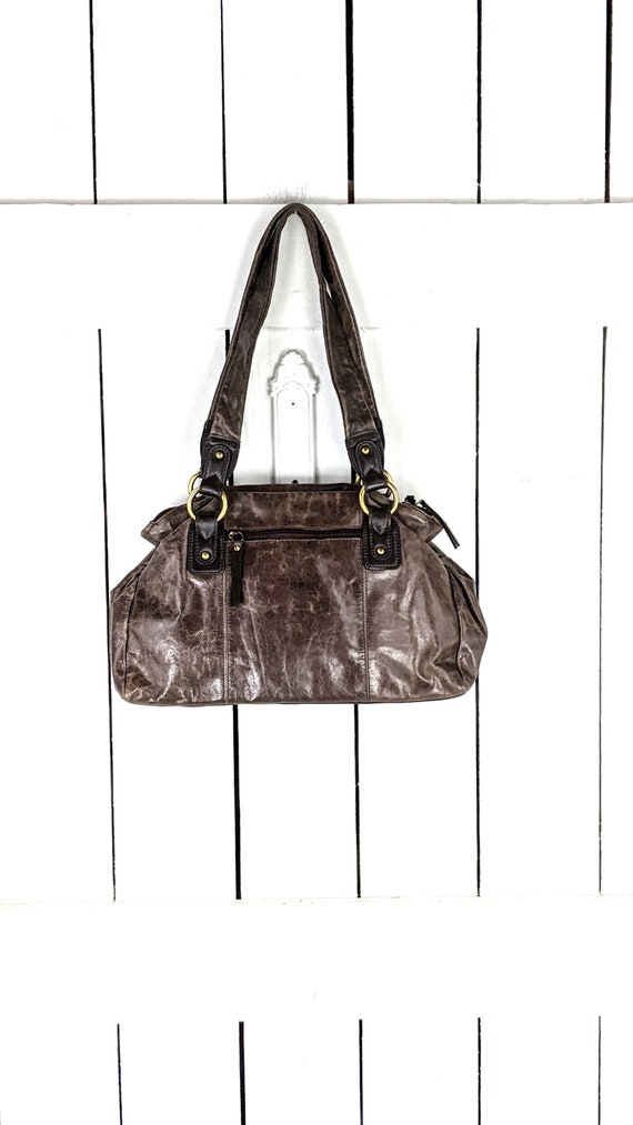 Nino Bossi distressed brown leather handbag purse