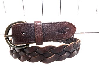 Vintage Rugged Abercrombie Fitch Braided Belt, Wide Brown  display picture 1