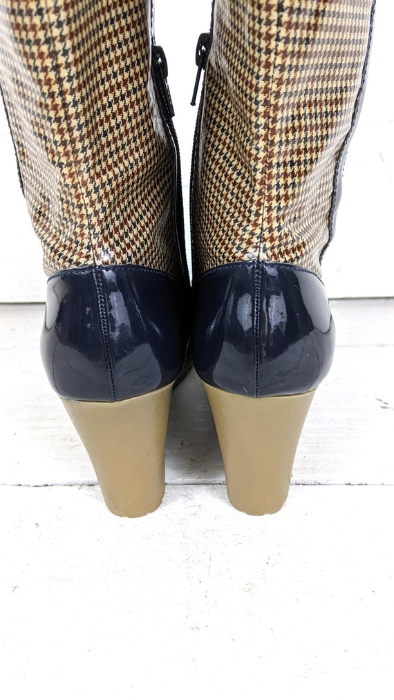 Tommy Hilfiger houndstooth blue patent tall wedge… - image 8