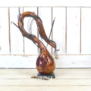 Vintage Japanese style gourd sculpture/gourd candle holder/gourd art