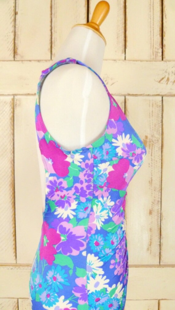 60s vintage Roxanne floral print one piece bathin… - image 2