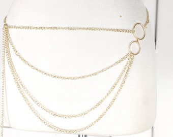 Gold Metal Layered Hanging Chain Link Dainty Lightweight  display picture 3