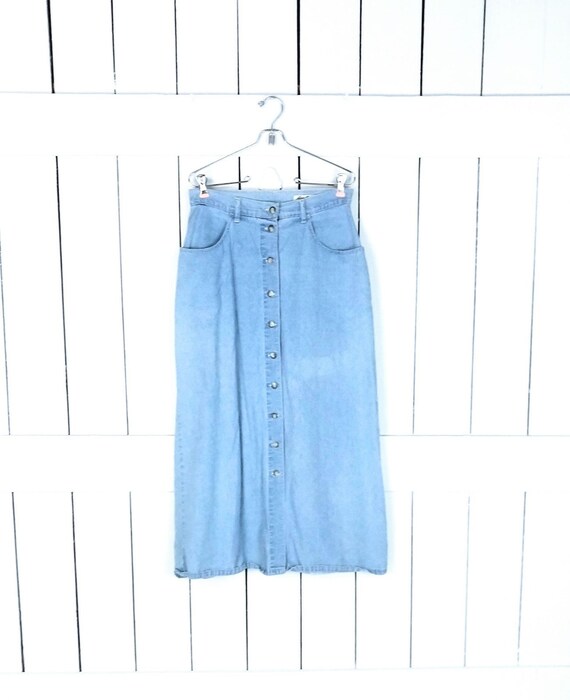 Eddie Bauer blue jean denim button down high waist