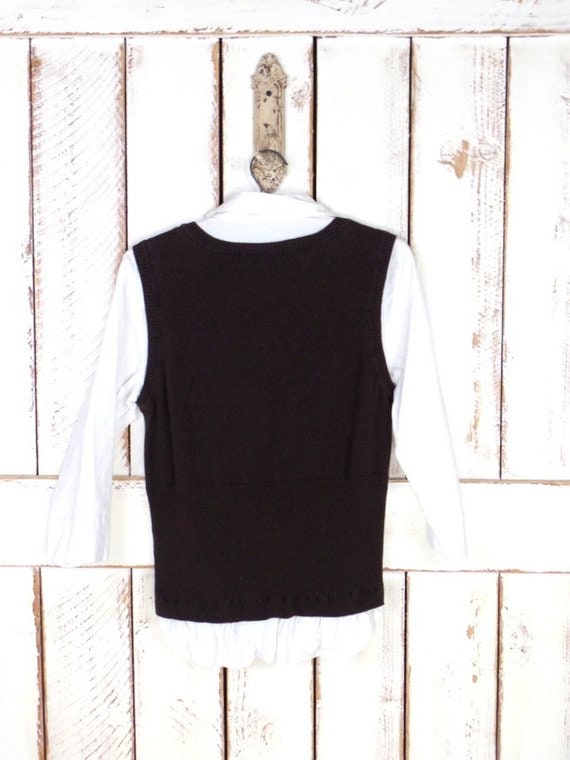 90s brown argyle knit sweater vest shirt - image 5