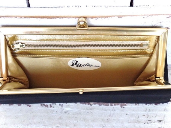 Vintage 50s black evening clutch  purse/small bla… - image 2