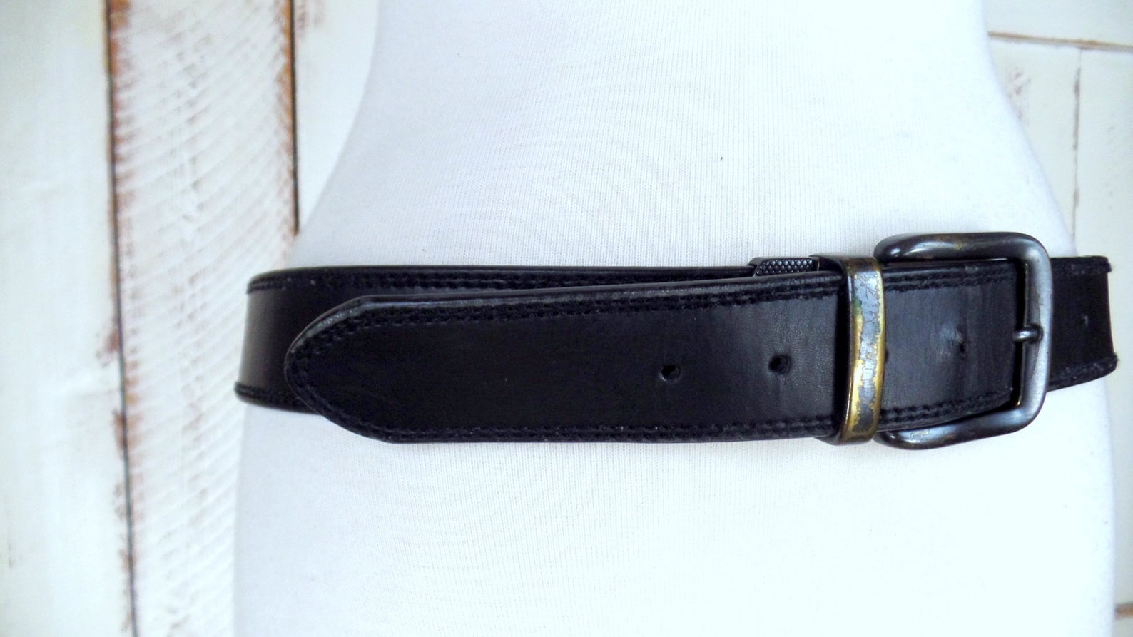 90s Levi Strauss Thick Black Leather Wide Belt/unisex - Etsy