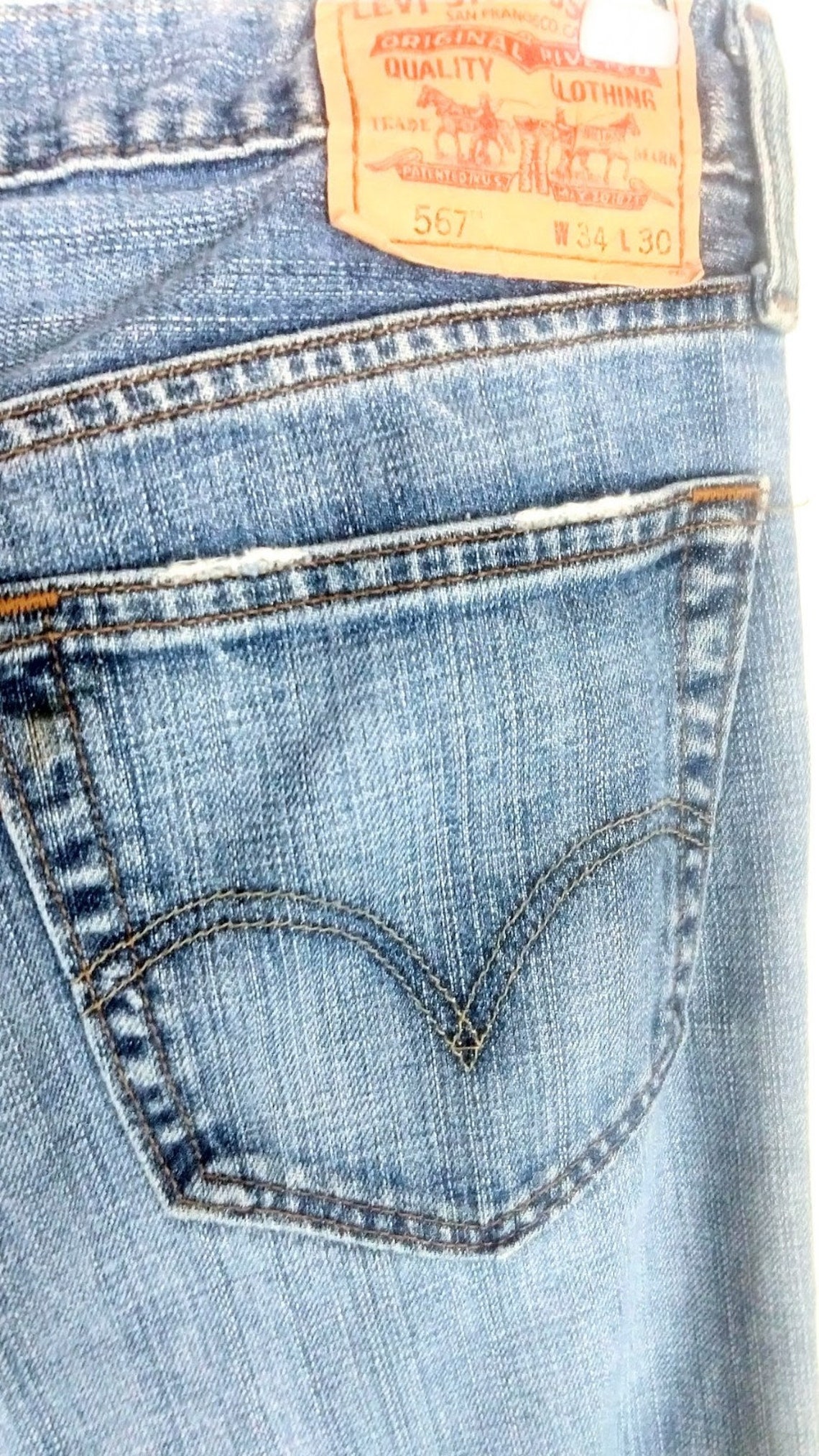 Levis 567 Zipper Fly Blue Denim Jeans/loose Boot Cut Blue | Etsy