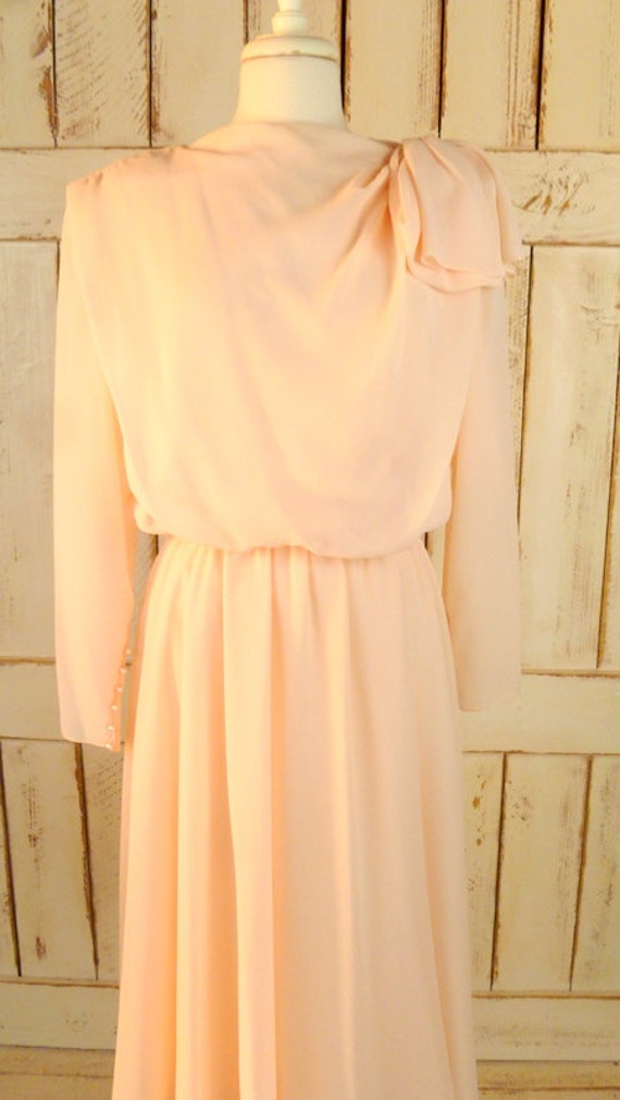 Soft pink sheer vintage evening dress - image 4