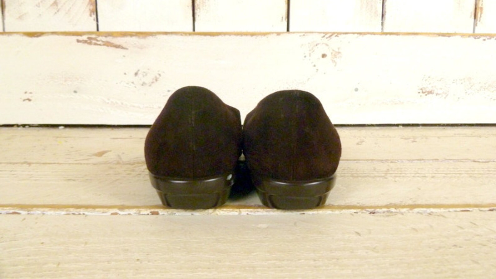 dark brown suede leather vintage ballet flats/brown slip on cole haan shoes/7.5-8