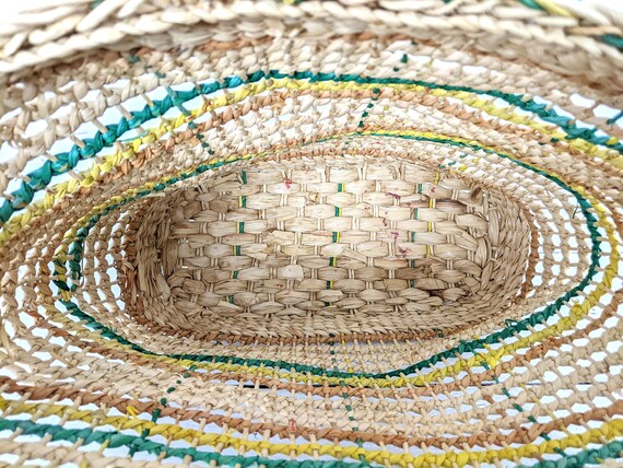 Striped woven straw rattan market bag straw shoul… - image 4