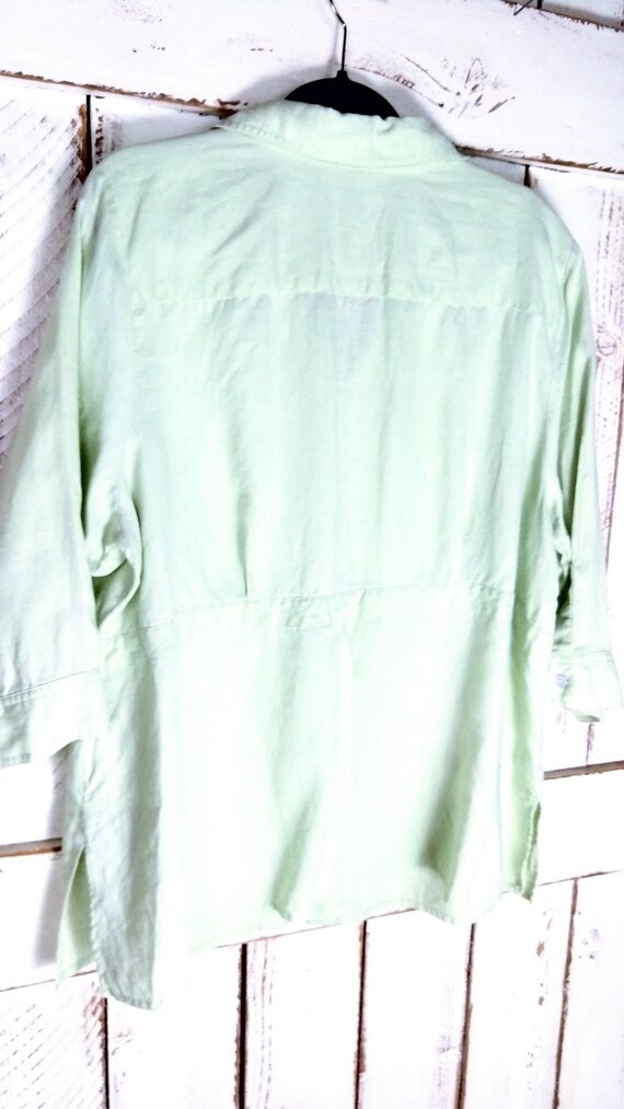 Vintage 90s linen tunic button down shirt/cotton … - image 3