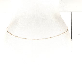 Gold metal layered hanging chain link dainty lightweight skinny belly chain belt Gold Metal Chain Link Dainty Lightweight Skinny Belly Chain  main image 3
