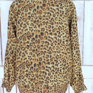 Vintage leopard print sequin beaded silk windbreaker jogging puffer jacket/silk sports jacket/animal print flight bomber jacket/medium image 5