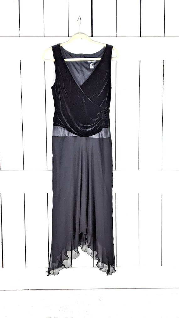 jonathan martin silk dress Jonathan Martin Silk Dress 14 Floral Empire Waist Sheer Overlay Midi Cottagecore