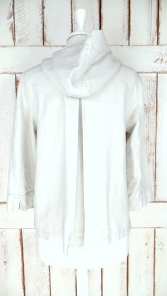90s vintage ivory linen hoodie jacket/Coldwater C… - image 4