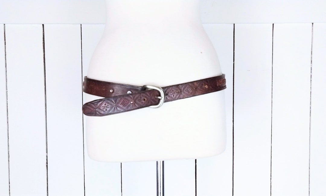 Vintage boho grunge Braided western genuine leather belt‎ size 42 Vintage Boho Grunge Braided Leather Belt Size 42 - Etsy main image 2