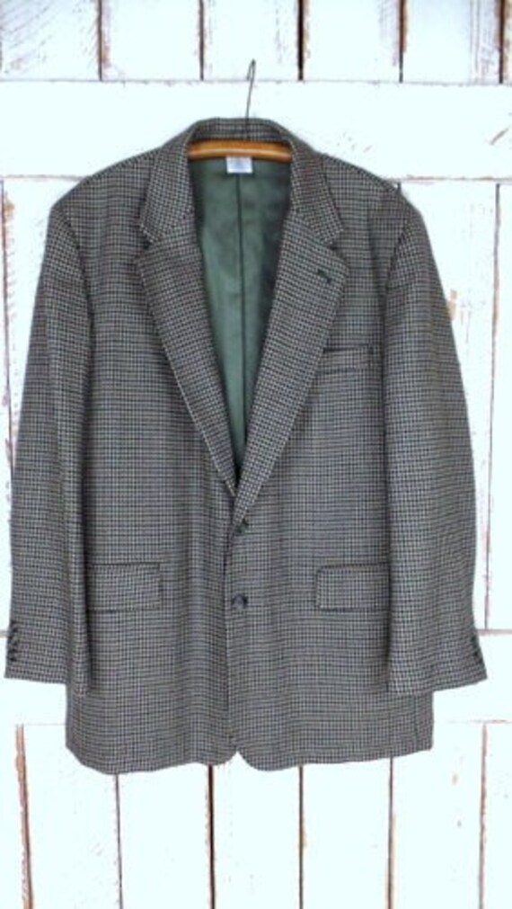 Mens vintage Claiborne tan/green wool tweed  hound