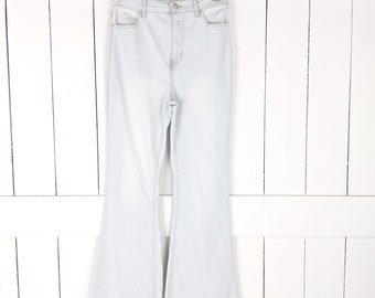 90s vintage light blue flare high rise denim jeans