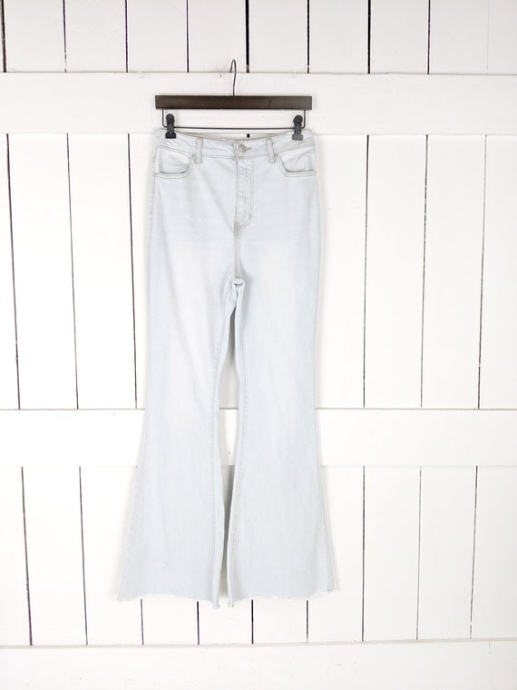 90s vintage light blue flare high rise denim jeans