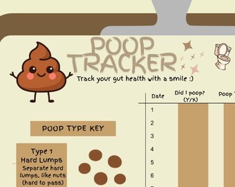 Printable Poop Tracker | Gut Health Journal | Bristol Stool Chart | Funny Bowel Movement Log | IBS Wellness Digital PDF