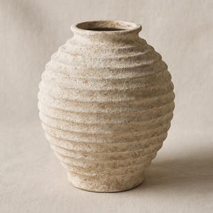 Vintage Terracotta Vase: Rustic Textured Ceramic Pottery, Boho Decor