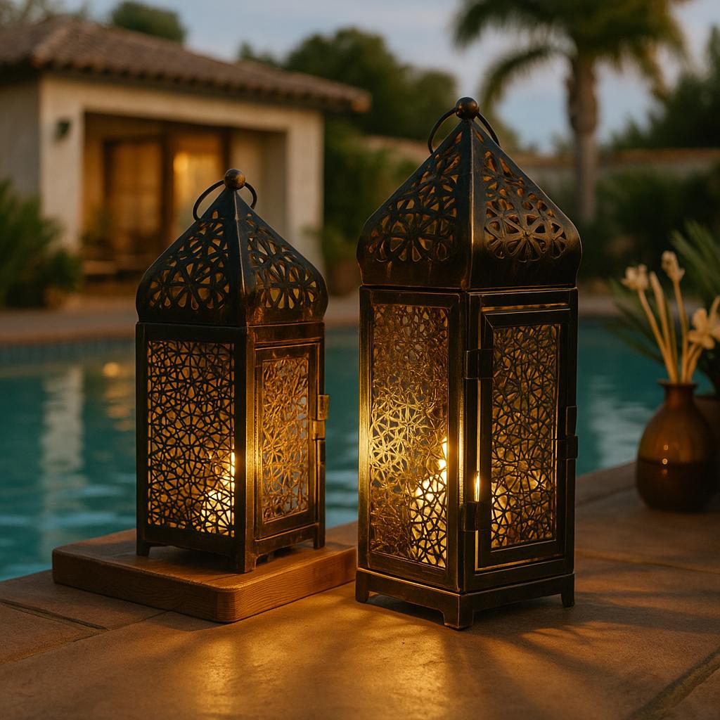 Vintage Moroccan Metal Lantern – Intricate Arab Candle Holder for Home Decor, Ramadan or Wedding Centerpiece, Boho Antique Gift Idea
