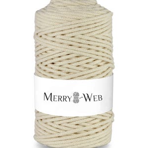 MerryWeb Corda in Cotone Naturale 3mm, 100 metri – Corda intrecciata in cotone, cotone riciclato