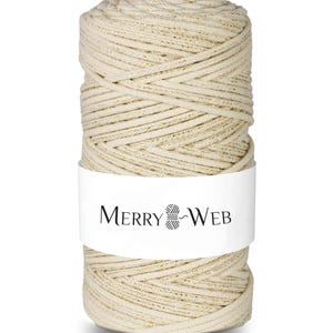 MerryWeb Corda in Cotone Naturale Dorato 3mm, 100 metri – Corda intrecciata in cotone, cotone riciclato