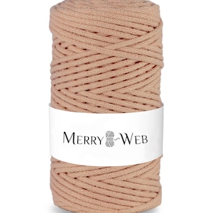MerryWeb Corda in Cotone Rosa Salmone 3mm, 100 metri – Corda intrecciata in cotone, cotone riciclato