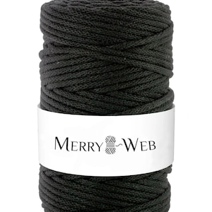 MerryWeb Corda in Cotone Nera 5mm, 100 metri – Corda intrecciata in cotone, cotone riciclato